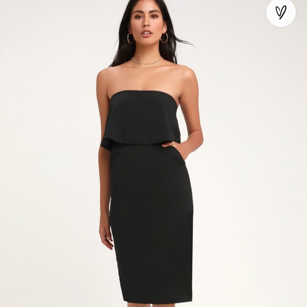 Lulus Lots of Love Strapless Midi Dress